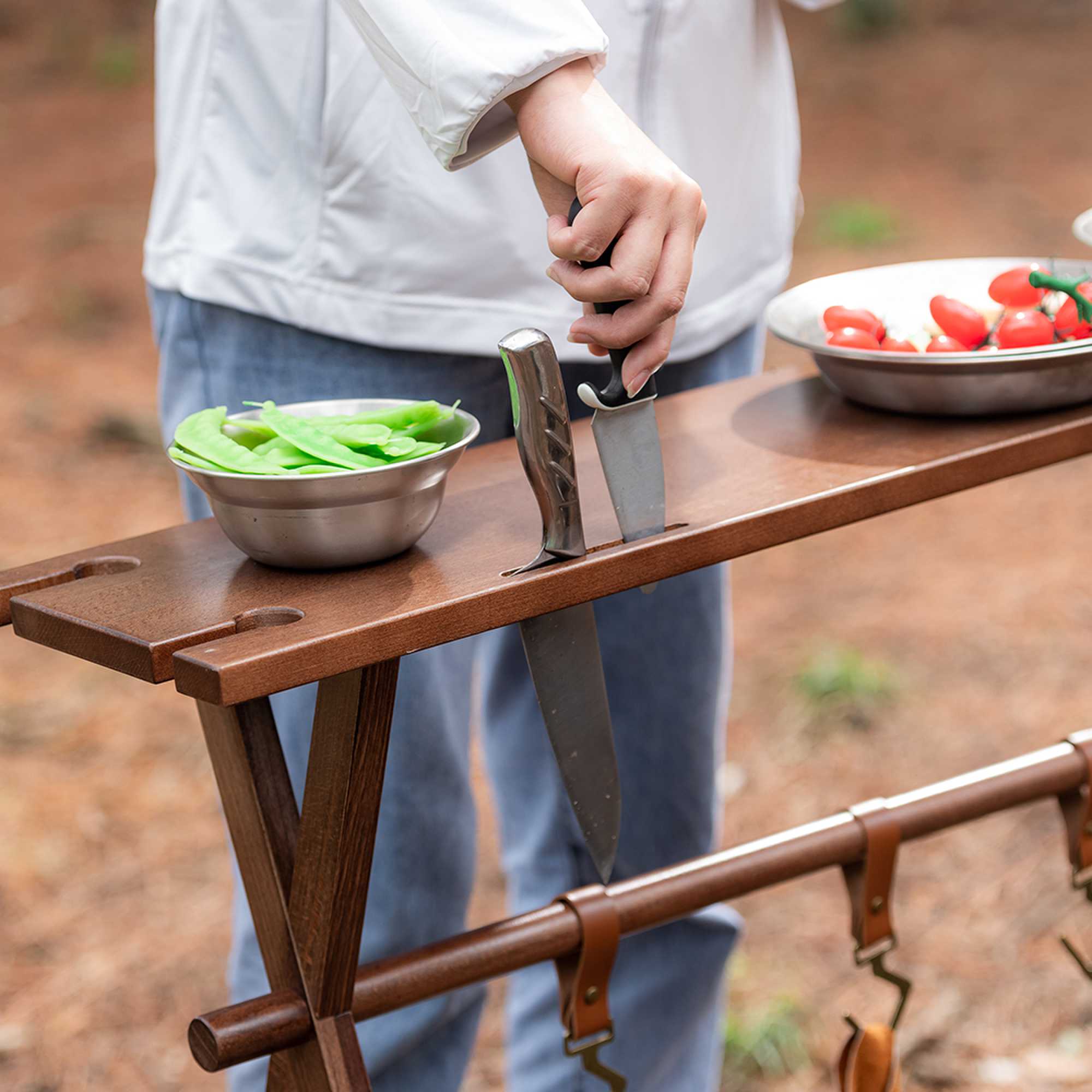 Camping Wooden Hanging Folding  Rack Table